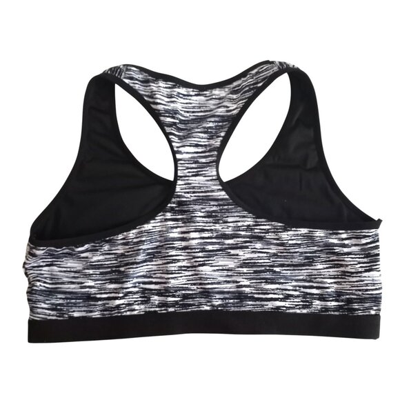 Zone Pro Womens 2X Sports Bra Racerback Wireless Marled Black White - Picture 2 of 5